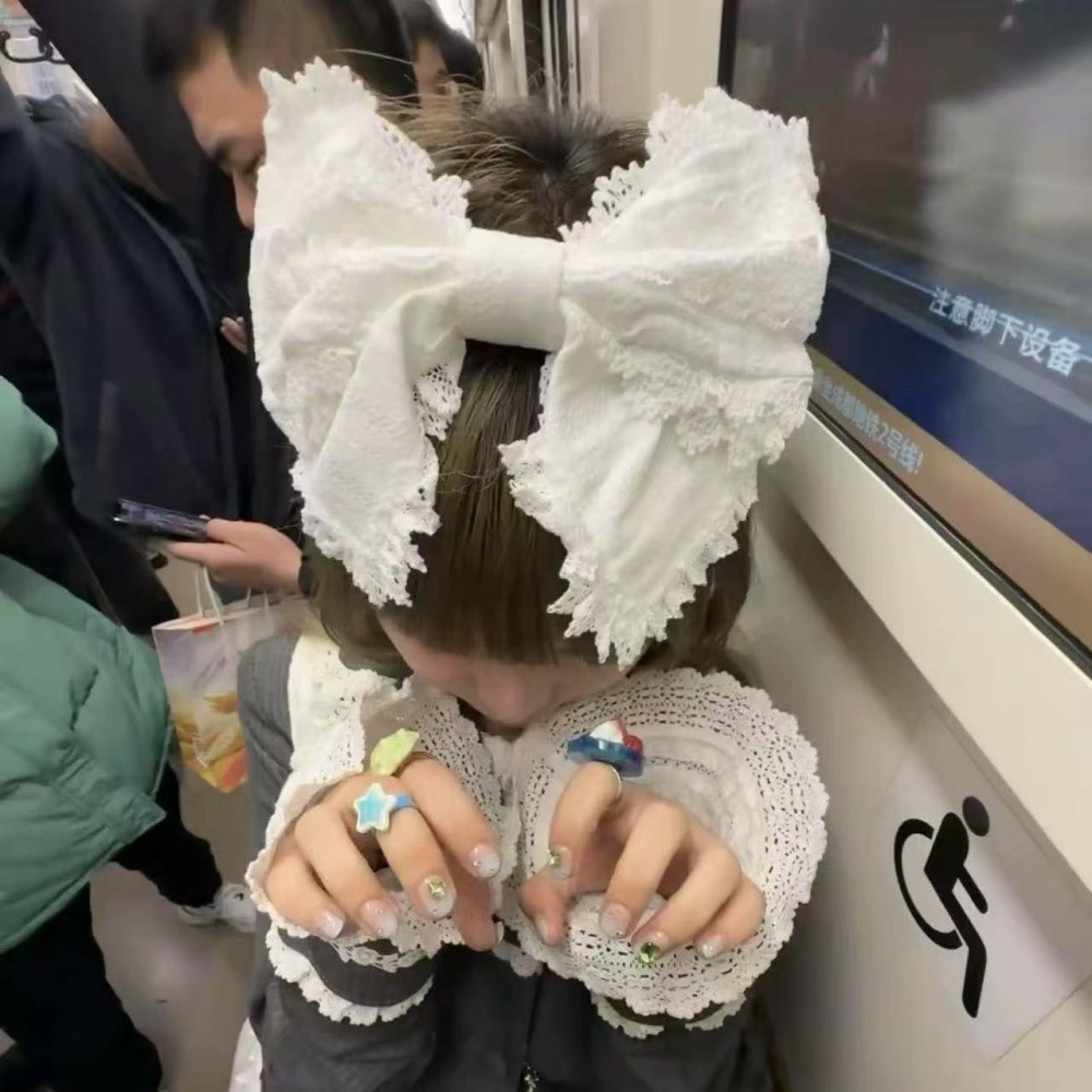 Ribbon Bow Gift - Y2K ロリータ素敵なレースヘッドバンドヘアクリップ甘い大きなリボンかわいいビクトリア朝のヘアフープコスプレかわいいゴシックヘアバンド女の子のためのギフト