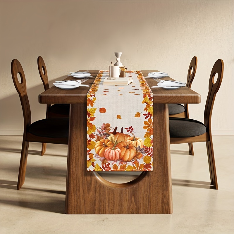 Christmas Table Runner - 1pc 感謝祭＆ハロウィンテーブルランナー - 秋の収穫デザイン、家族の食事の装飾やレストランの休日の装飾に最適