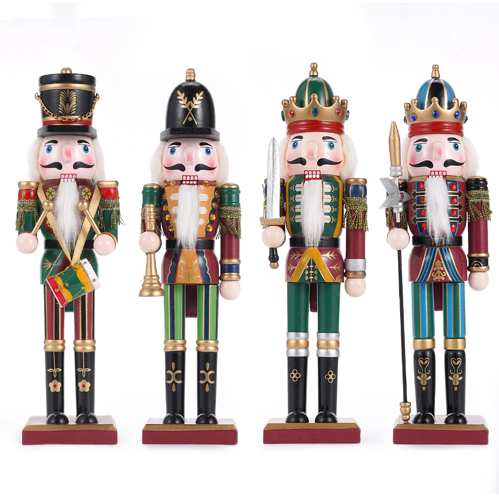 Nutcracker Figurine - 手作りのくるみ割り人形の木製フィギュア,クリスマスデコレーション,兵士の人形,おもちゃ,家庭,オフィス,テーブル,ギフト,友達,30cm