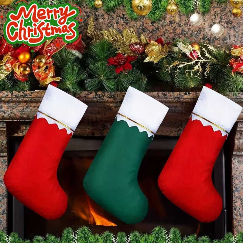 Christmas Stocking Hanging - 12-24個入りクリスマスストッキング飾りセット、ツリー、マントルピース、階段、ホリデーパーティーの装飾、DIYギフトバッグ用品