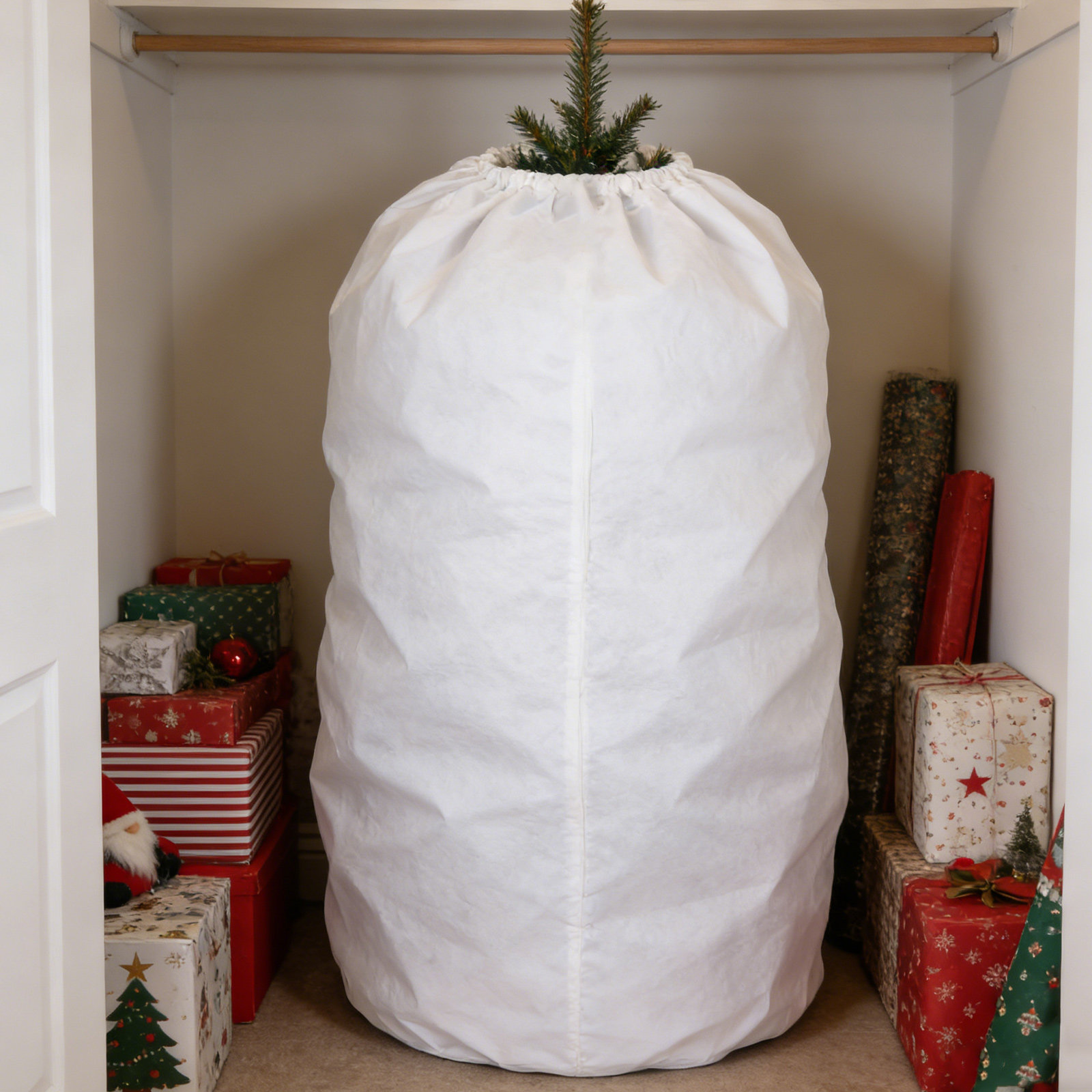 Christmas Tree Artificial - 自立式クリスマスツリー収納バッグ、調節可能なドローストリング付きオックスフォード布カバー、9x6フィート、防水、頑丈なジッパー、人工ツリー用