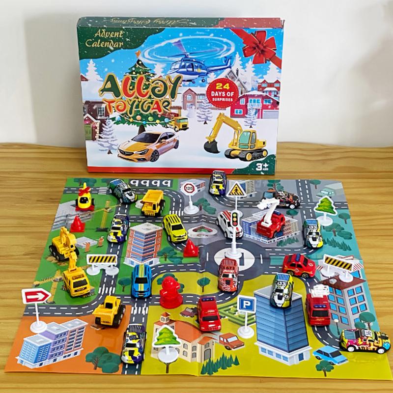 Advent Calendar Gift - 24個入り 車のおもちゃセット クリスマスアドベントカレンダー クリスマスカウントダウン 車のおもちゃ 2025年