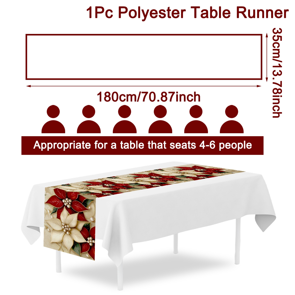180*35cm 花柄クリスマス テーブルランナー クリスマ - Christmas Table Runner のレビューと価格