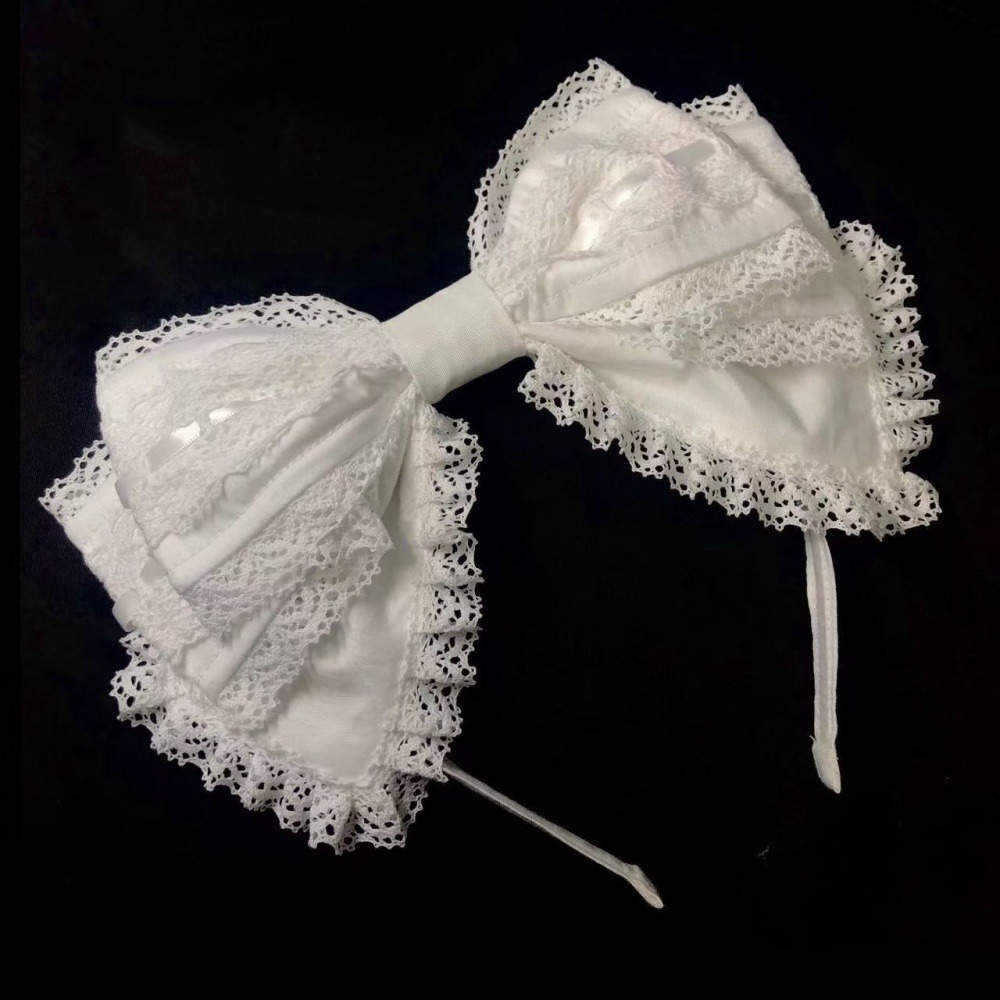 Y2K ロリータ素敵なレースヘッドバンドヘアクリップ甘い大き - Ribbon Bow Gift のレビューと価格