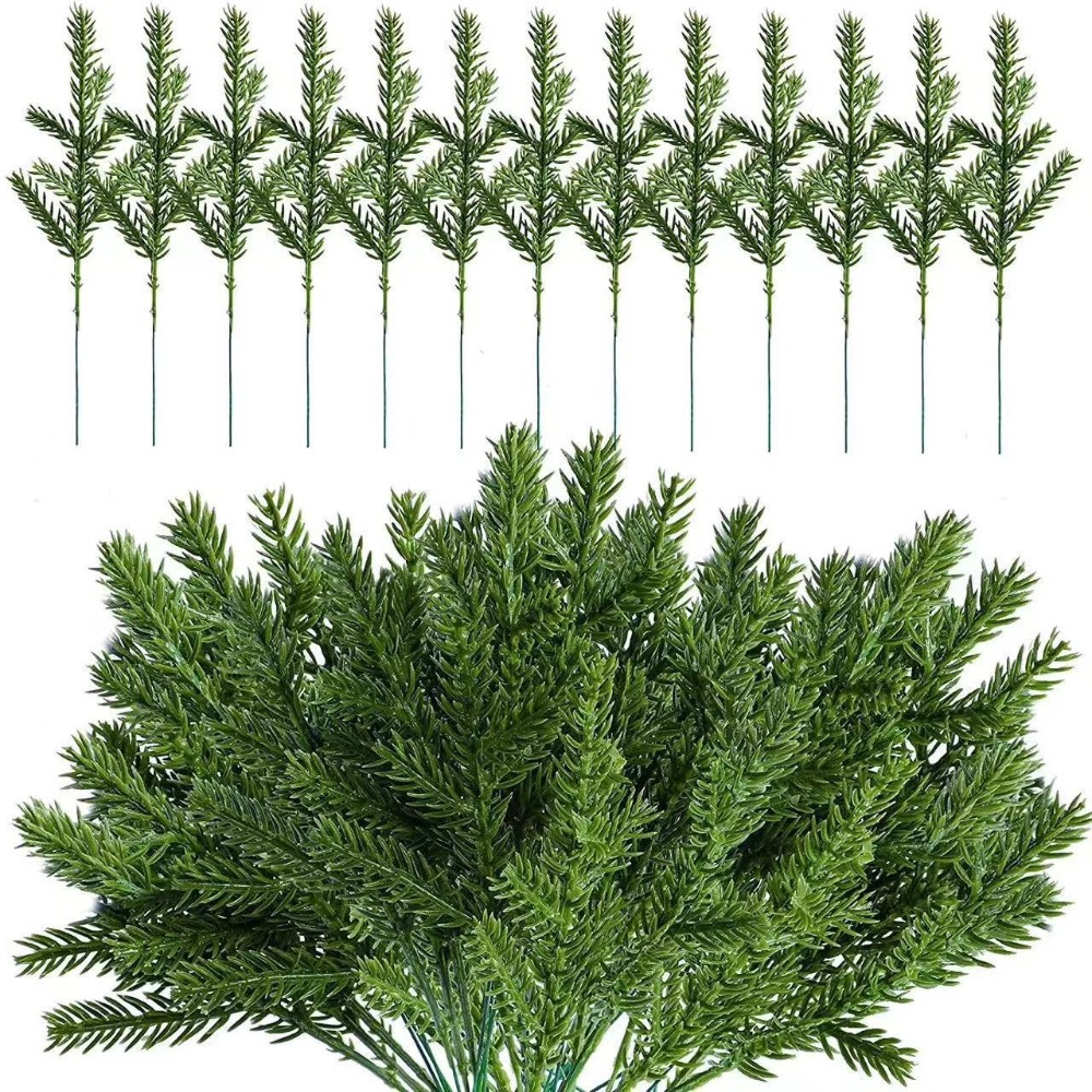 10 個のクリスマス人工ノーフォーク松の枝プラスチックグリー - Christmas Wreath Fake のレビューと価格