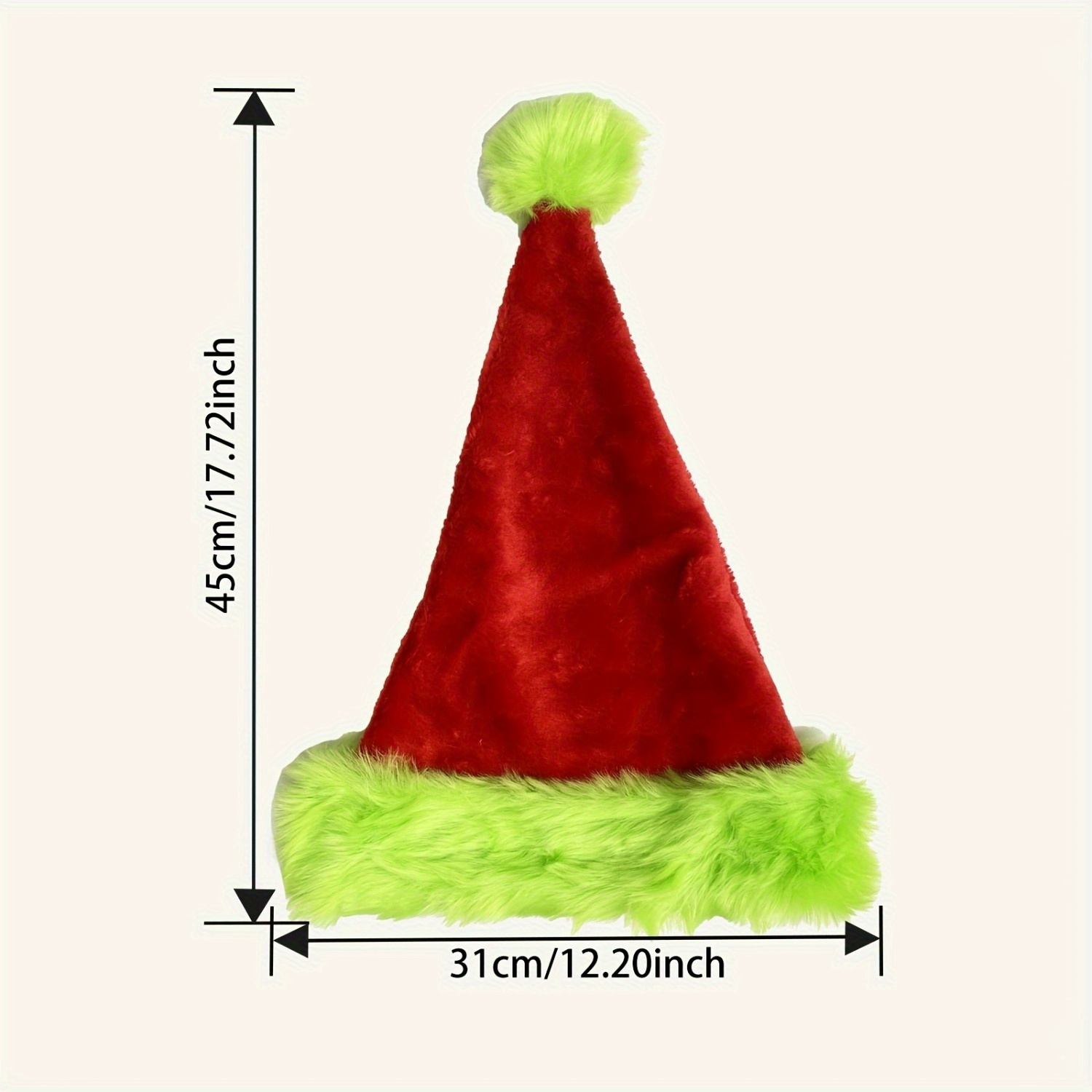 蛍光グリーンエッジの赤いサンタ帽子、二重断熱の柔らかい素材、 - Santa Hat Plush のレビューと価格