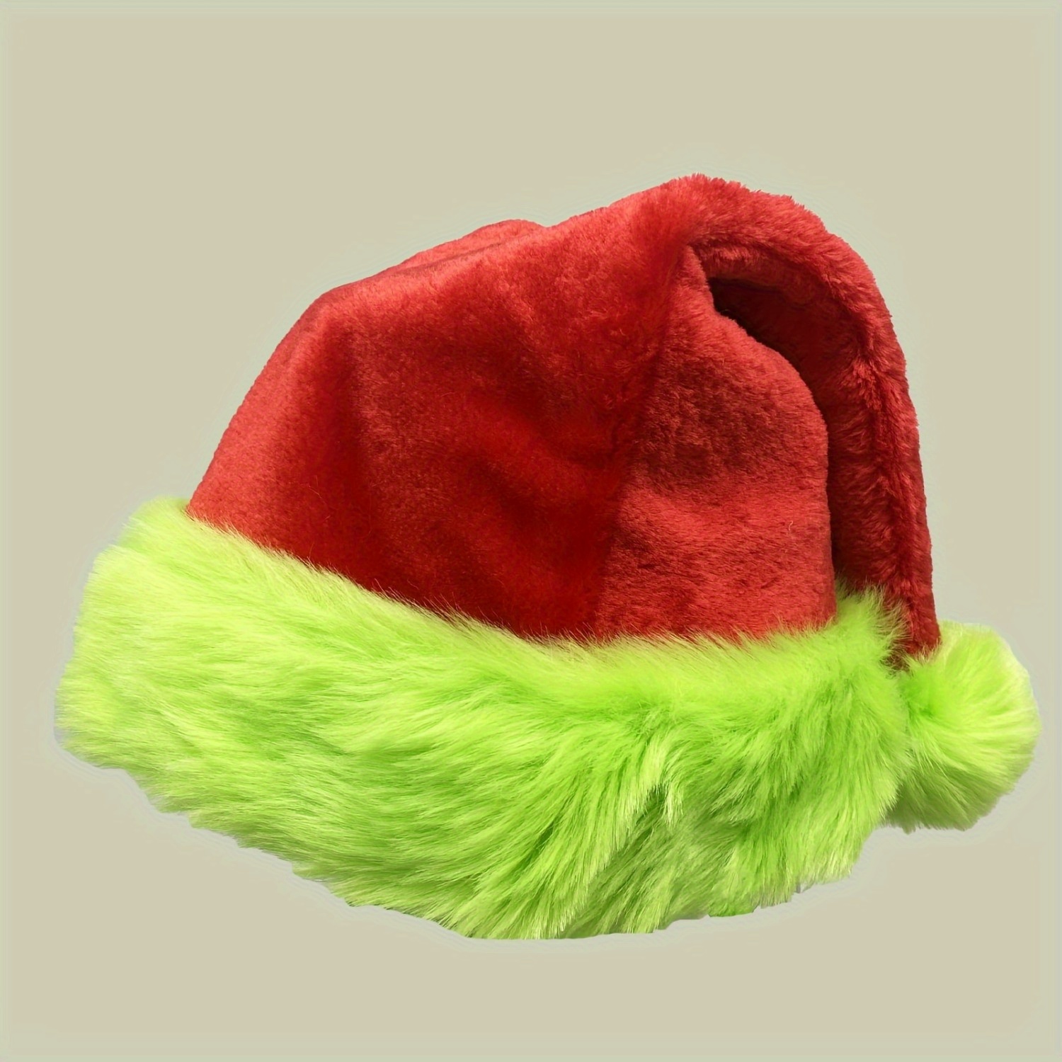 蛍光グリーンエッジの赤いサンタ帽子、二重断熱の柔らかい素材、 - Santa Hat Plush のレビューと価格