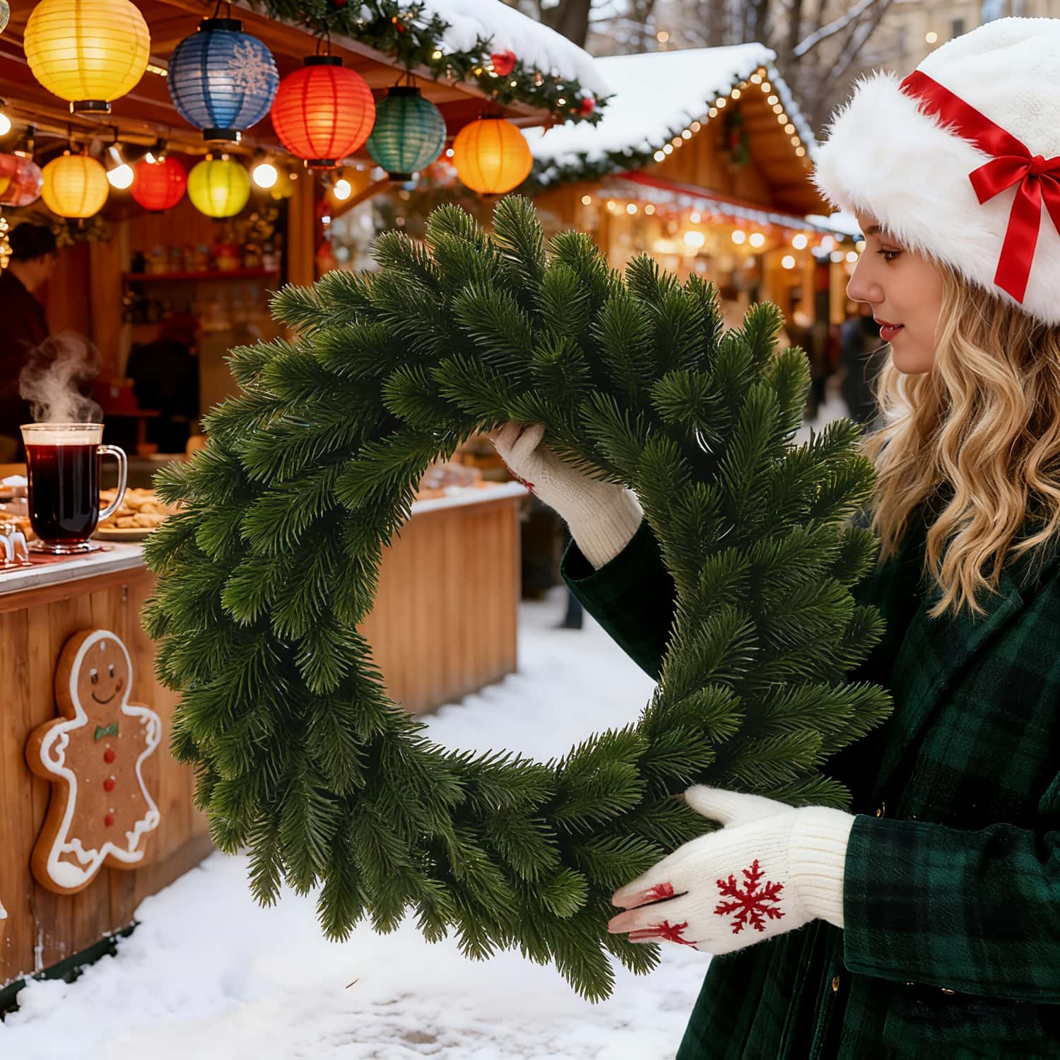 1pc 人工クリスマスリース、耐久性のあるプラスチック製クリ - Christmas Wreath Fake のレビューと価格