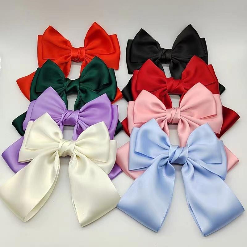 無地のリボンヘアクリップ、新しい女性用ボウノットバレッタ、女 - Ribbon Bow Gift のレビューと価格