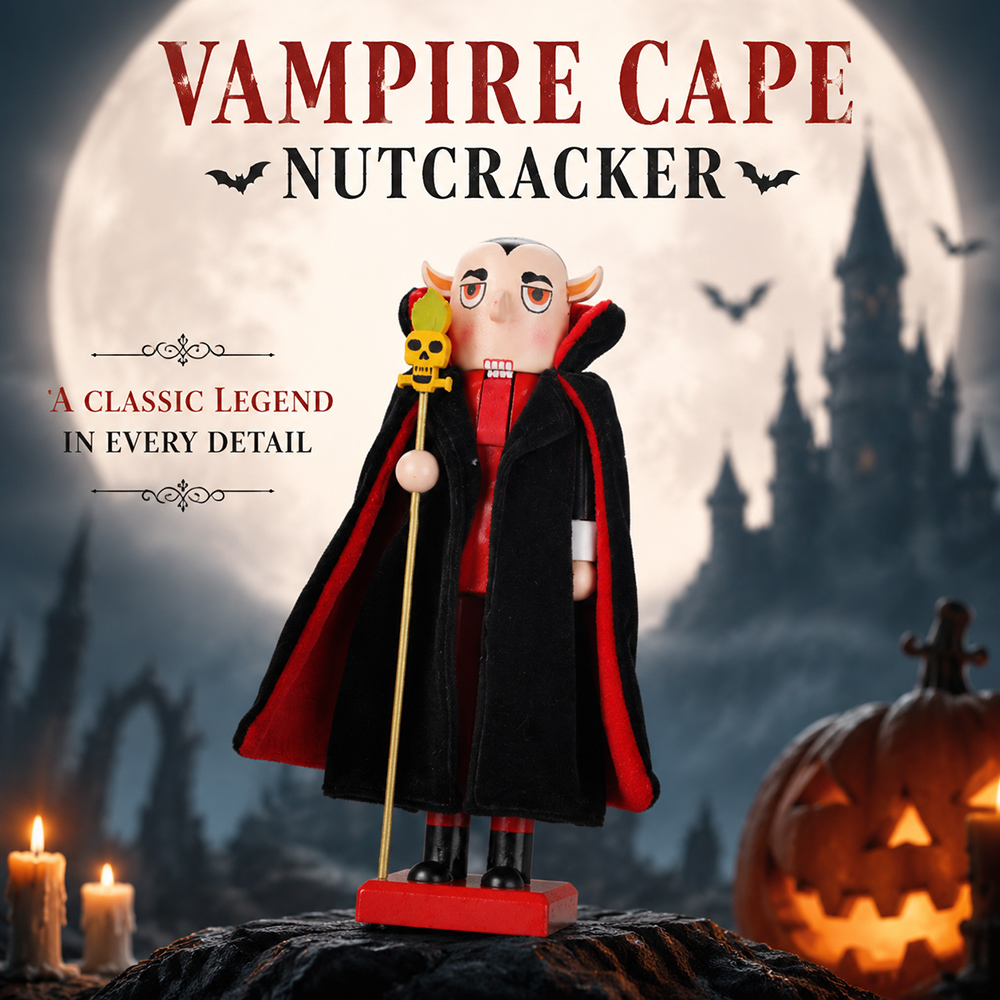 ハロウィン無垢材くるみ割り人形フィギュア スケルトン 魔女  - Nutcracker Figurine のレビューと価格