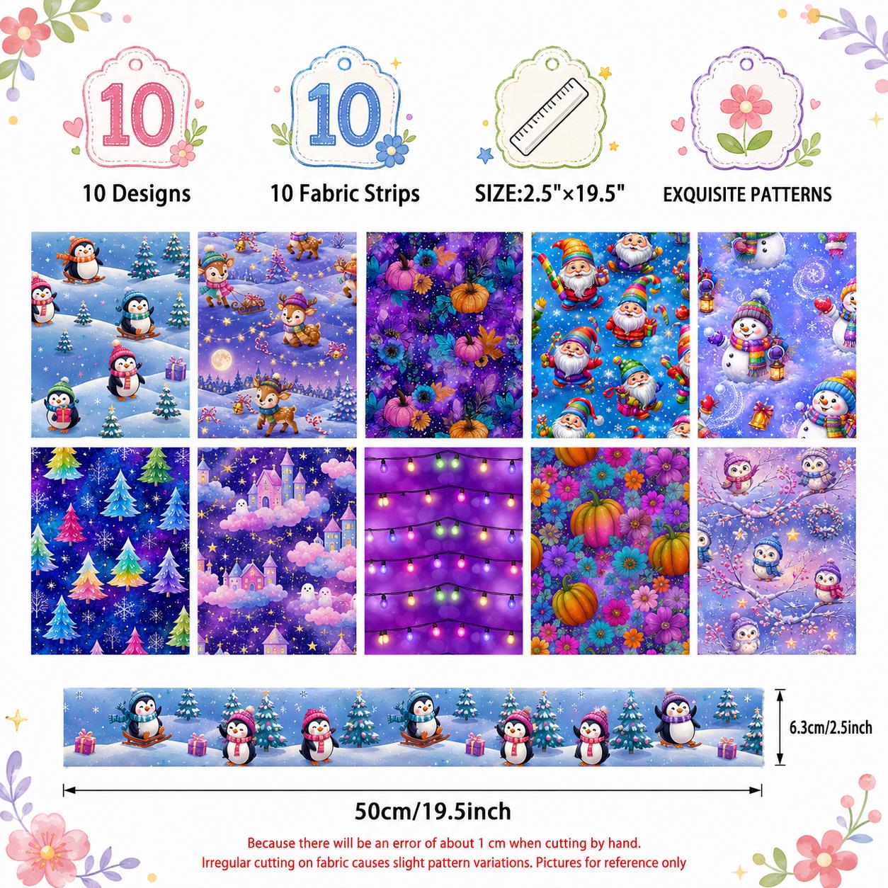10 個のペンギン クリスマス ゼリーロール生地ストリップ  - Christmas Table Runner のレビューと価格