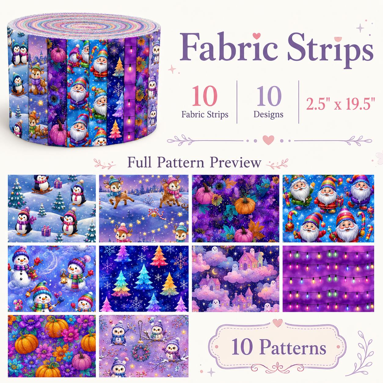 10 個のペンギン クリスマス ゼリーロール生地ストリップ  - Christmas Table Runner のレビューと価格