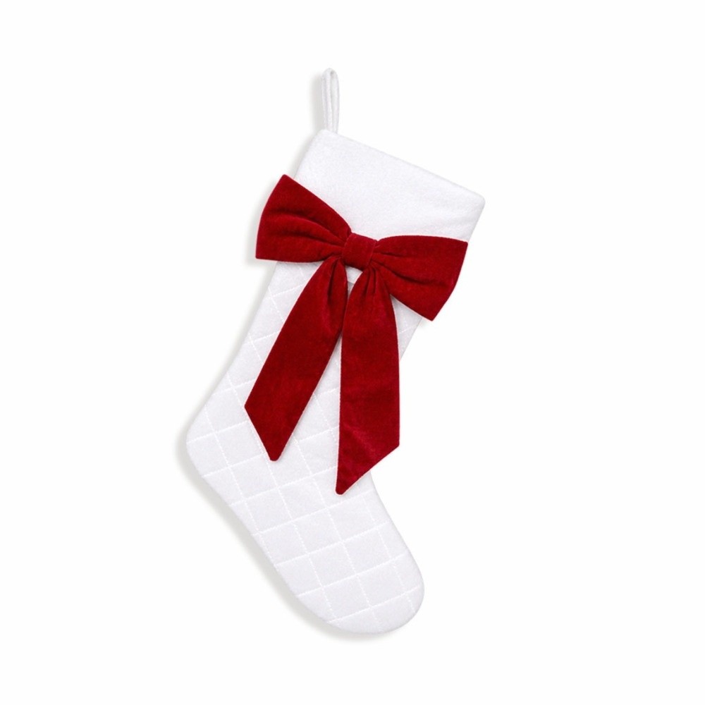 リボン付きチェック柄クリスマスストッキング、パッド入りリボン - Christmas Stocking Hanging のレビューと価格