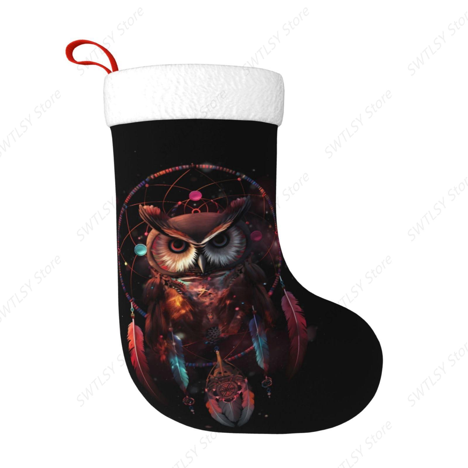 フクロウのレインボーキャッチャー、大きなクリスマスストッキン - Christmas Stocking Hanging のレビューと価格