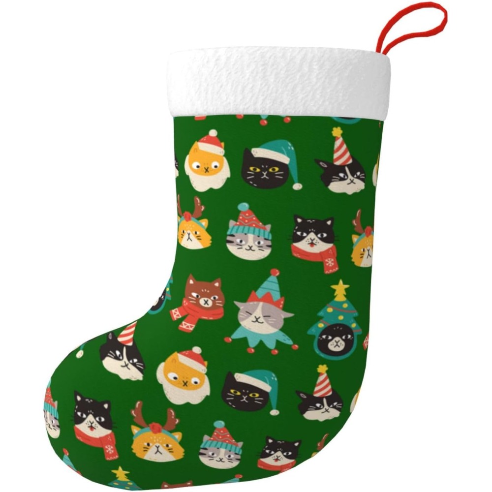 かわいい猫グリーンクリスマスストッキング暖炉吊り下げ靴下ホル - Christmas Stocking Hanging のレビューと価格