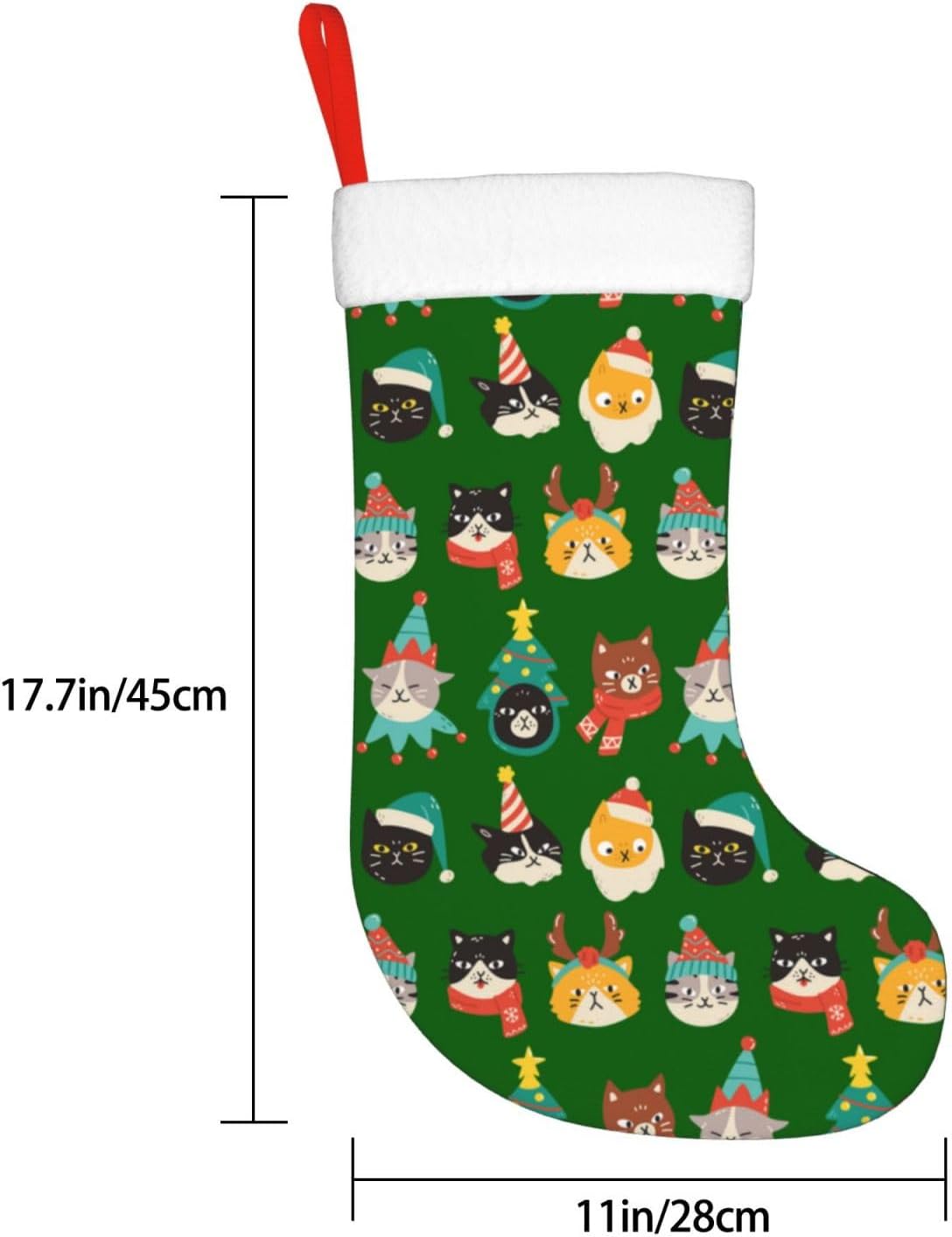 かわいい猫グリーンクリスマスストッキング暖炉吊り下げ靴下ホル - Christmas Stocking Hanging のレビューと価格